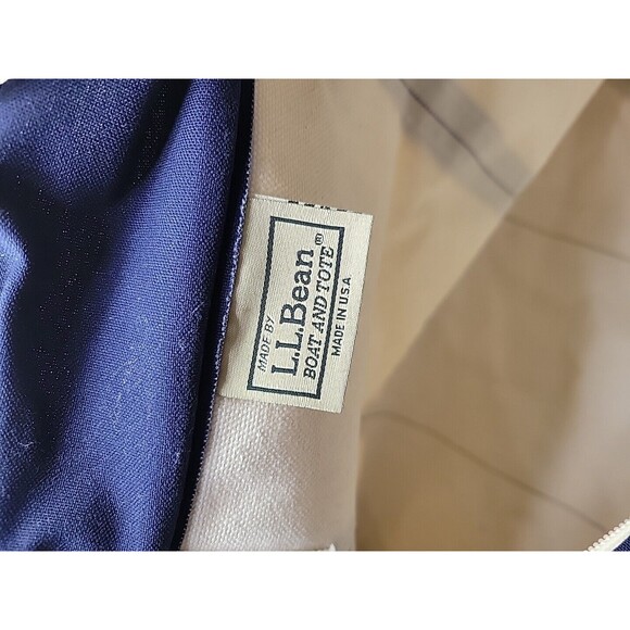 LL BEAN Boat and Tote USA Large Canvas Bag Blue Straps Classic 17" x 13" x 7" - Picture 13 of 14